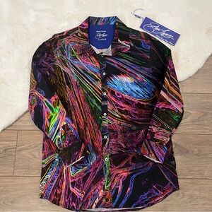 Steve Luongo “Black Flower” Button Down Size M